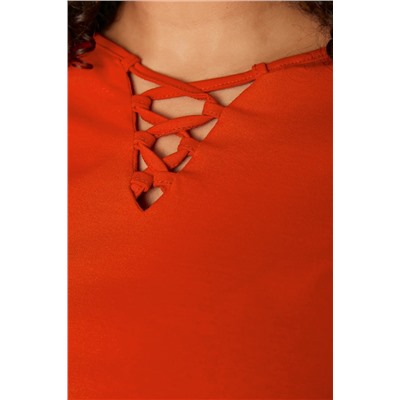 Kırmızı Yaka Detaylı Boyfriend Fit %100 Pamuk Örme Büyük Beden T-Shirt TBBSS22TS1027
