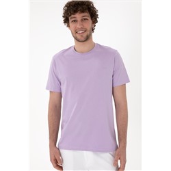 Erkek Regular Fit Bisiklet Yaka Lila Basic Tişört