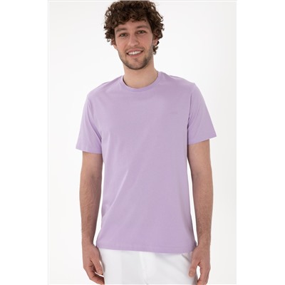 Erkek Regular Fit Bisiklet Yaka Lila Basic Tişört