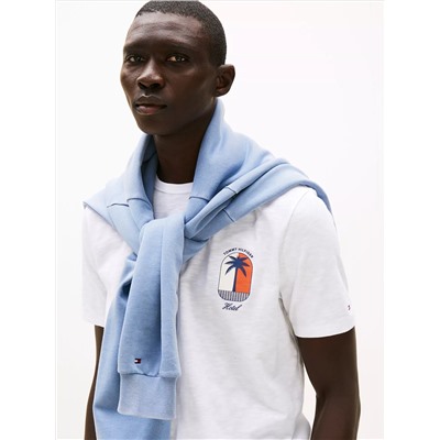 Palm Tree Logo Slub Cotton T-Shirt