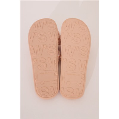Zapatillas casa pala nudo rafia naranja melocotón