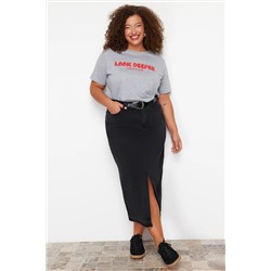 Trendyol Curve Siyah Denim Büyük Beden Etek TBBSS23AZ00054