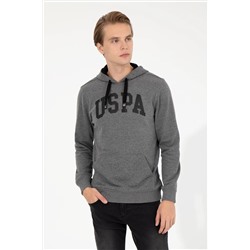 Erkek Antrasit Melanj Kapüşonlu Basic Sweatshirt