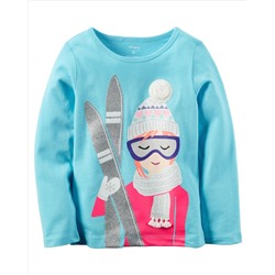 Long-Sleeve Ski Girl Graphic Tee