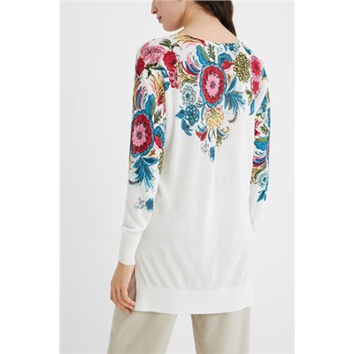 Jersey de punto largo flores