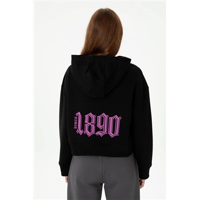 Kadın Siyah Kapüşonlu Sweatshirt