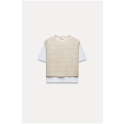 T-SHIRT WITH METALLIC THREAD VEST