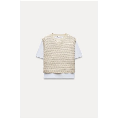 T-SHIRT WITH METALLIC THREAD VEST
