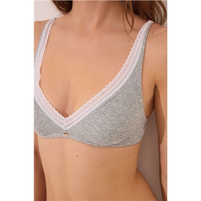 FANTASTIC Sujetador triangular halter algodón relleno gris