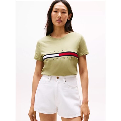 Embroidered Flag Stripe Logo T-Shirt
