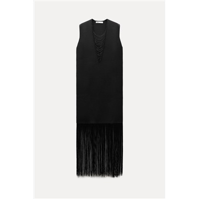 KNIT DRESS WITH FRINGING