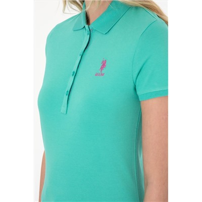 Kadın Mint Basic Polo Yaka Tişört
