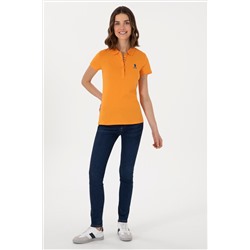 Kadın Turuncu Basic Polo Yaka Tişört