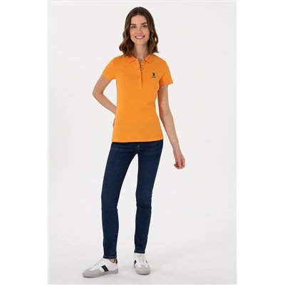 Kadın Turuncu Basic Polo Yaka Tişört