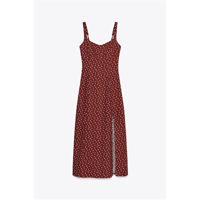 POLKA DOT LINEN MIDI DRESS