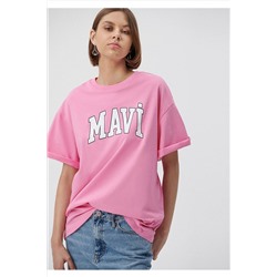Mavi Logo Baskılı Pembe Tişört Oversize / Geniş Kesim 1600843-71032