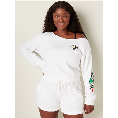 PINK EVERYDAY LOUNGE OFF THE SHOULDER SWEATSHIRT