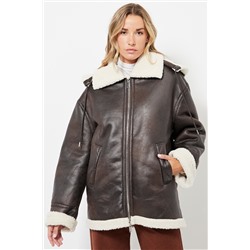 Chaqueta con capucha - Marrón oscuro