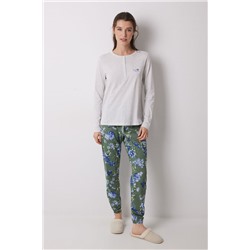 Pijama largo 100% algodón estampado flores