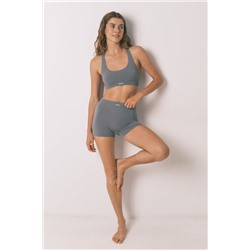 Pantalón corto canalé gris claro