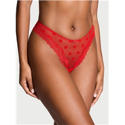 Victoria's Secret Tease Mesh Lace-Trim High-Leg Thong Panty