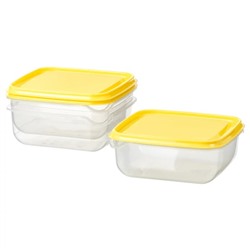 Dose mit Deckel, transparent/gelb, 0.6 l