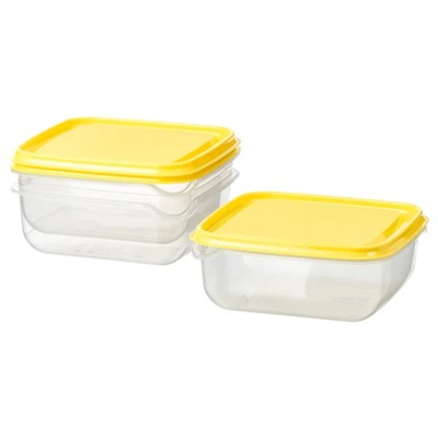 Dose mit Deckel, transparent/gelb, 0.6 l