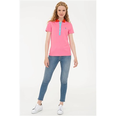 Kadın Pembe Basic Polo Yaka Tişört