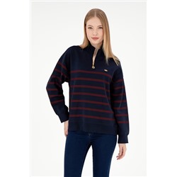 Kadın Dik Yaka Lacivert Sweatshirt