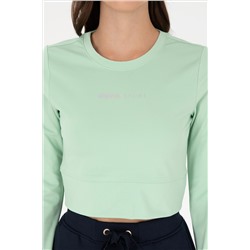 Kadın Yeşil Bisiklet Yaka Sweatshirt
