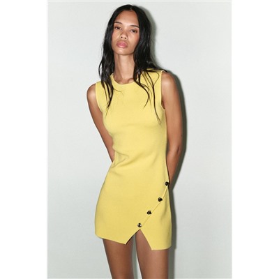 IRREGULAR BUTTON KNIT DRESS