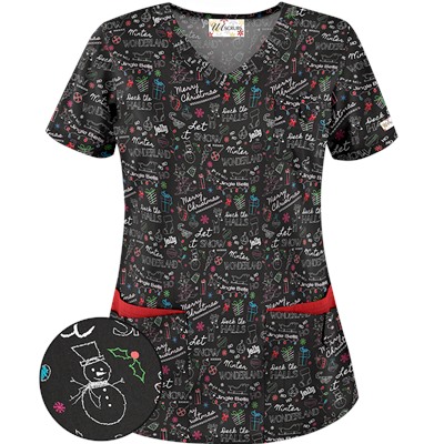 UA Deck The Halls Black Scrub Top