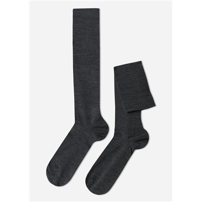 Lange Herrensocken mit Wolle und Baumwolle