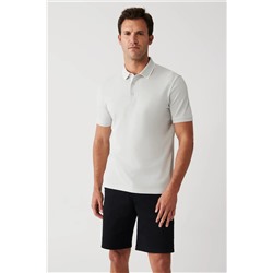 Avva, Erkek Gri %100 Pamuk Çıtçıtlı Polo Yaka T-shirt A31y1175