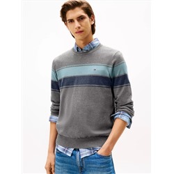 Block-Stripe Crewneck Sweater