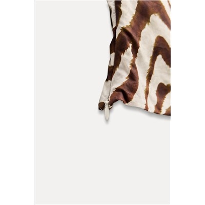 PRINTED SURPLICE HALTER TOP