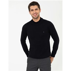 Lacivert Slim Fit Yarım Balıkçı Basic Triko Kazak