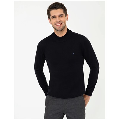 Lacivert Slim Fit Yarım Balıkçı Basic Triko Kazak