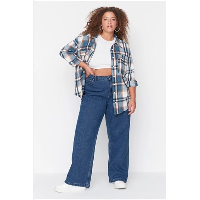 Mavi Yüksek Bel Geniş Kesim Jeans TBBAW23CJ00020