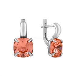 Серьги из серебра с кристаллами Swarovski Персиковый родированные 925 пробы с-016-262