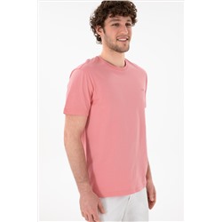 Erkek Regular Fit Bisiklet Yaka Pembe Basic Tişört