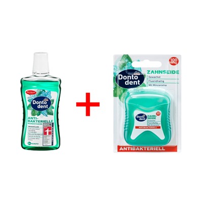 Mundspülung antibakterielle Mundhygiene, 500 ml+Zahnseide antibakteriell, 100 m