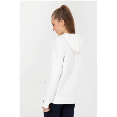 Kadın Ekru Kapüşonlu Sweatshirt
