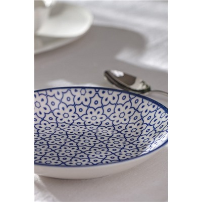 Reve Bleu Elodie Yemek Tabağı - 20 cm - Mavi/Beyaz
