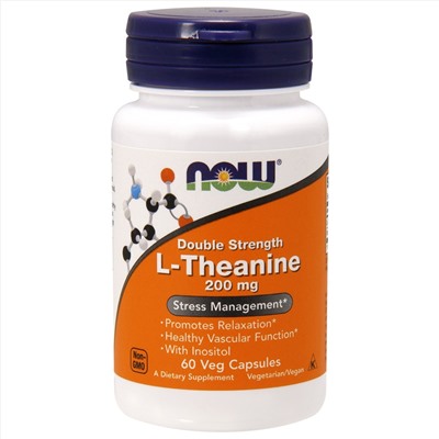 NOW L-Theanine, L-Тианин 200 мг - 60 капсул