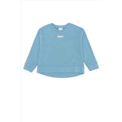 Çocuk Mavi Basic Bisiklet Yaka Sweatshirt