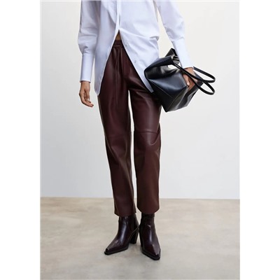 Pantalón cintura elástica efecto piel -  Mujer | MANGO OUTLET Melilla