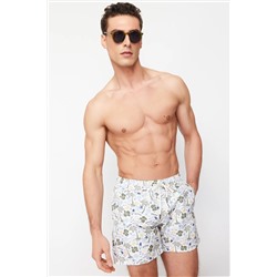 TRENDYOL MAN Standart Boy Palmiye Desenli Deniz Şortu TMNSS24DS00004