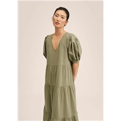 Vestido algodón manga abullonada -  Mujer | MANGO OUTLET España