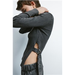BELTED RIBBED T-SHIRT